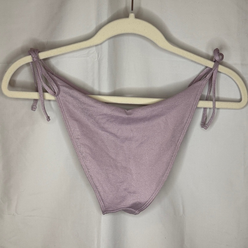 Abercrombie & Fitch Lavender Shimmer Side Tie Bikini Bottoms Swimwear - Picture 5 of 8